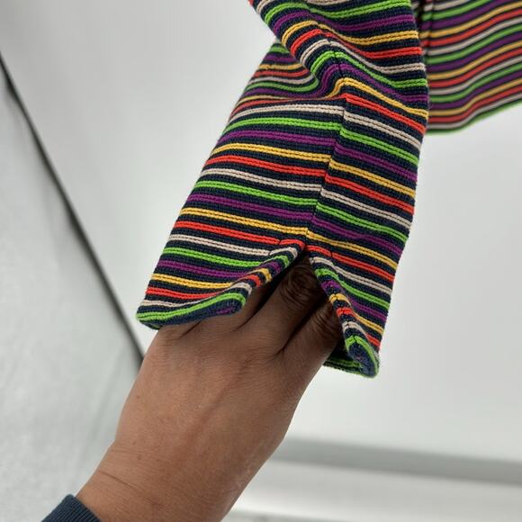 Talbots Cotton Blend Striped Blazer Multicolor Lined pop of color artsy 4P - Picture 7 of 10